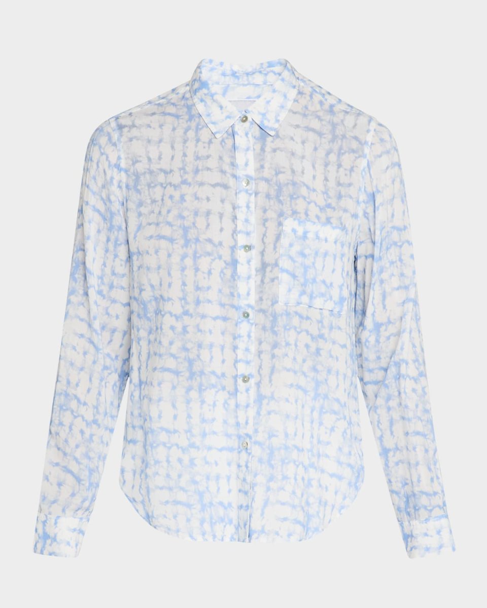 Diffused Plaid Josephine Button-Front Blous